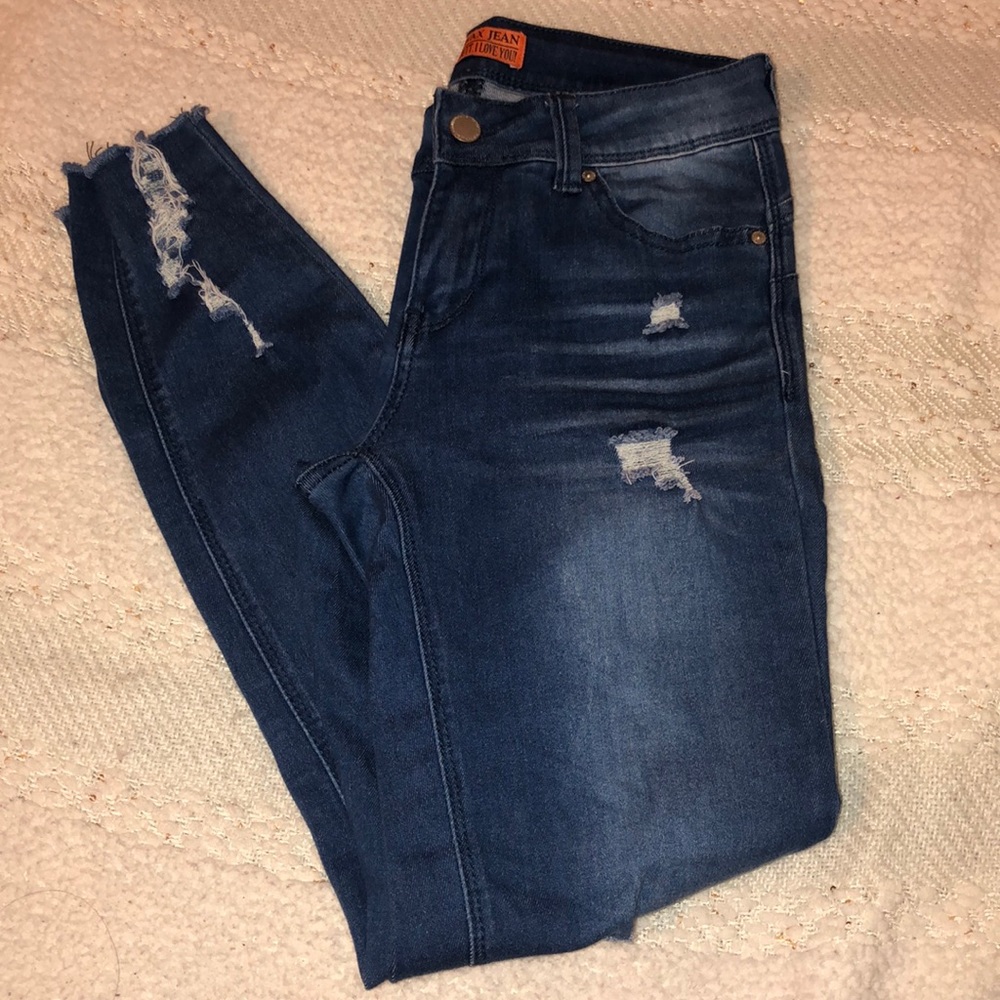 New distressed blue skinny  jeans